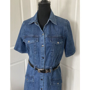 Hope & Harlow Button Up (Snap) Denim Medium Wash Dress, Size 6, Y2k Style